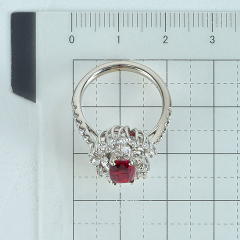 Pre-owned 18K White Gold Ruby Ring, Unheated Ruby from Mozambique, 2.00ct R, 1.49ct D, GRS Certificate, 6.4g, #13 