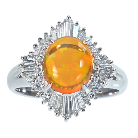 【中古】PT900 MEXICO OPALメキシコオパールリング OP2.05ct D0.66ct 9.4g #12