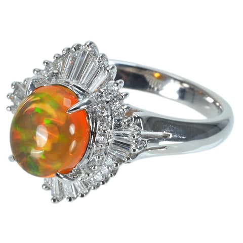 【中古】PT900 MEXICO OPALメキシコオパールリング OP2.05ct D0.66ct 9.4g #12