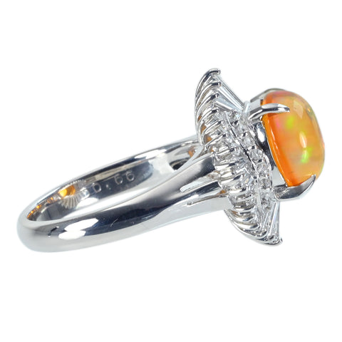 【中古】PT900 MEXICO OPALメキシコオパールリング OP2.05ct D0.66ct 9.4g #12