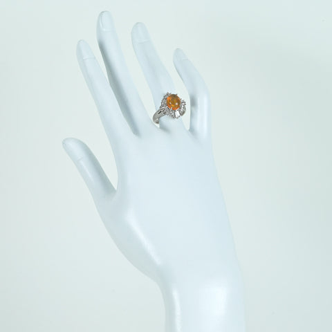 【中古】PT900 MEXICO OPALメキシコオパールリング OP2.05ct D0.66ct 9.4g #12