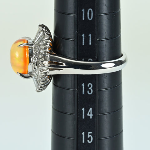 【中古】PT900 MEXICO OPALメキシコオパールリング OP2.05ct D0.66ct 9.4g #12