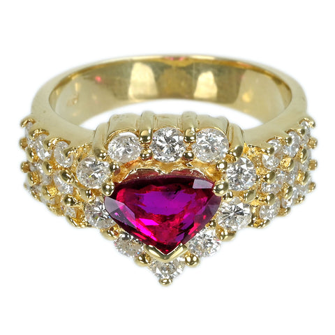 【中古】K18YG RUBYルビーリング R0.91ct D1.22ct 8.1g #11