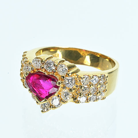 【中古】K18YG RUBYルビーリング R0.91ct D1.22ct 8.1g #11