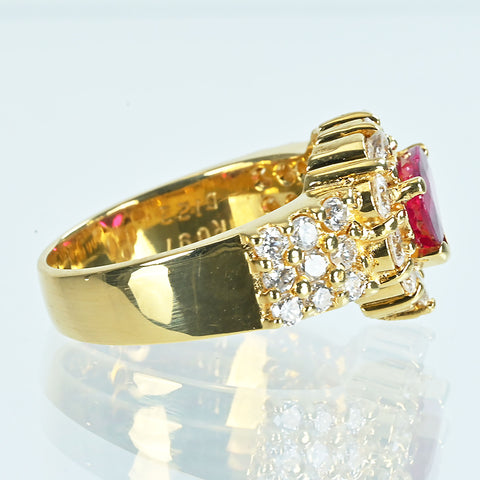 【中古】K18YG RUBYルビーリング R0.91ct D1.22ct 8.1g #11