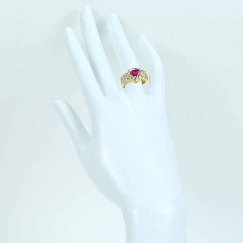 【中古】K18YG RUBYルビーリング R0.91ct D1.22ct 8.1g #11