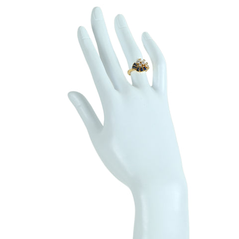 【中古】K18YG SAPPHIRE サファイアリング S0.46ct D0.46ct 4.1g #9.5
