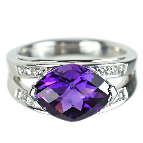【中古】TASAKI タサキ K18WG AMETHYST アメジストリング D0.11ct 8.2g #12 ONE PRICE