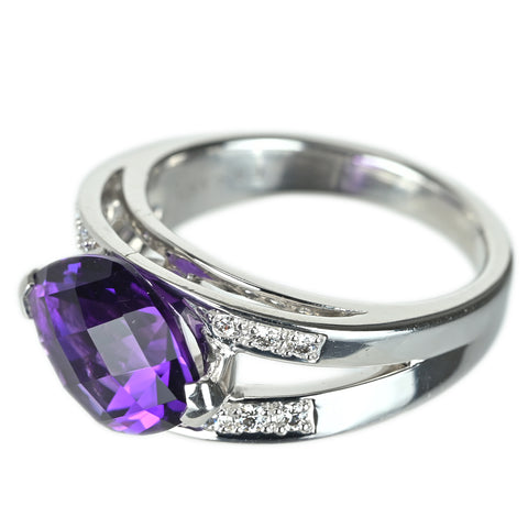 【中古】TASAKI タサキ K18WG AMETHYST アメジストリング D0.11ct 8.2g #12 ONE PRICE