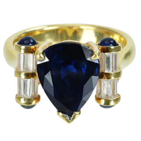 [Pre-owned] K18YG SAPPHIRE RING Sapphire ring S4.54ct S0.53ct D0.40ct 8.7g #13 