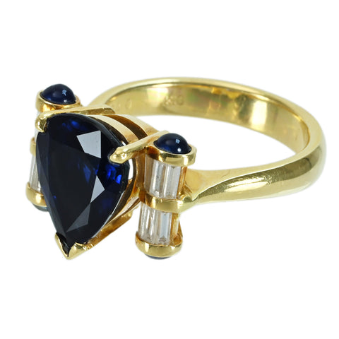 [Pre-owned] K18YG SAPPHIRE RING Sapphire ring S4.54ct S0.53ct D0.40ct 8.7g #13 