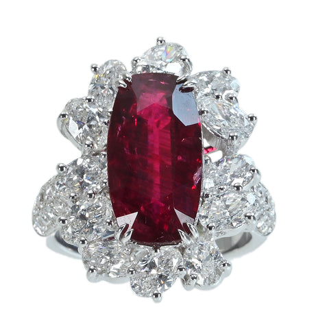 【中古】 K18WG RUBYルビーリング R6.03ct D3.63ct GRS鑑別書 11.0g  #14
