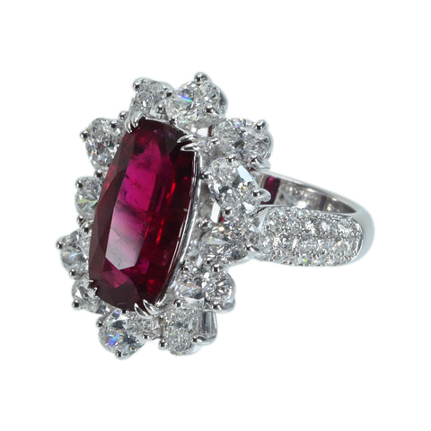 [Pre-owned] K18WG RUBY Ruby Ring, R6.03ct, D3.63ct, GRS Certificate, 11.0g, #14 