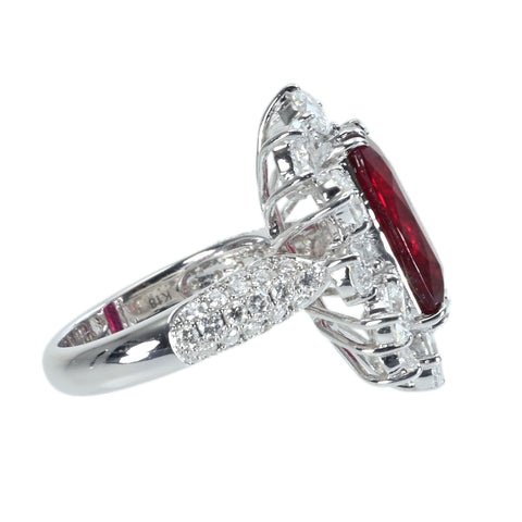 [Pre-owned] K18WG RUBY Ruby Ring, R6.03ct, D3.63ct, GRS Certificate, 11.0g, #14 