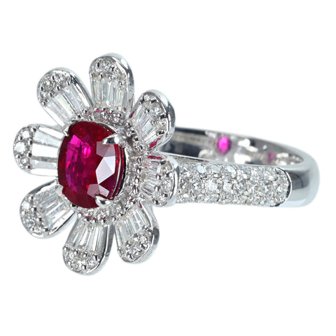 【中古】K18WG RUBY ミャンマー産ルビーリング R1.05ct D1.11ct ”ピジョンブラッド”AIGS鑑別書 6.8g # 14