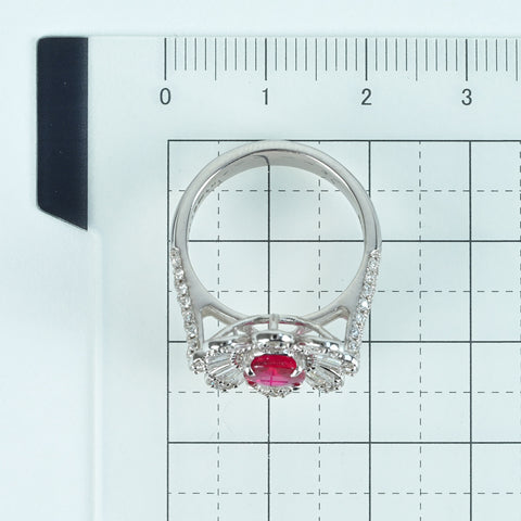 【中古】K18WG RUBY ミャンマー産ルビーリング R1.05ct D1.11ct ”ピジョンブラッド”AIGS鑑別書 6.8g # 14