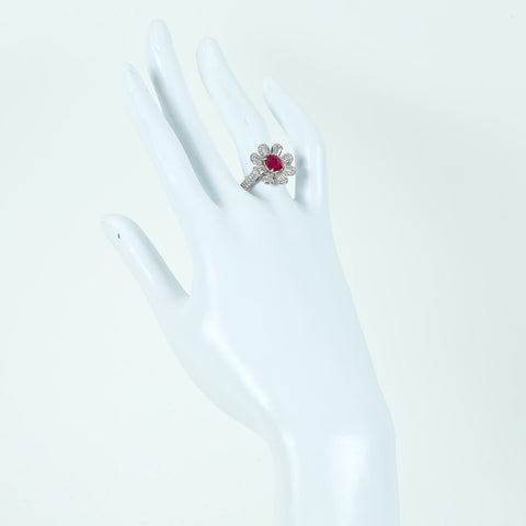 【中古】K18WG RUBY ミャンマー産ルビーリング R1.05ct D1.11ct ”ピジョンブラッド”AIGS鑑別書 6.8g # 14