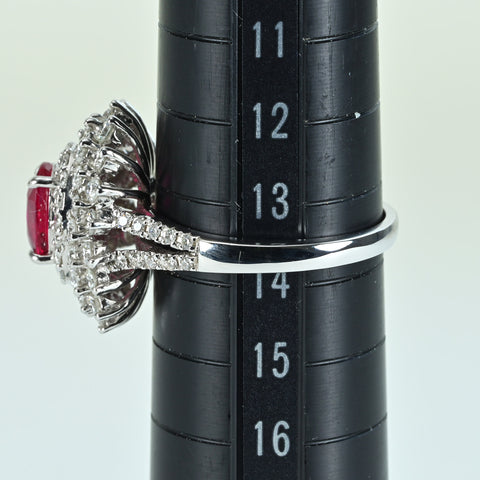 【中古】K18WG RUBYビルマ産ルビーリング R1.35ct D1.37ct  AIGSピジョンブラッド 鑑別書 6.6g #14