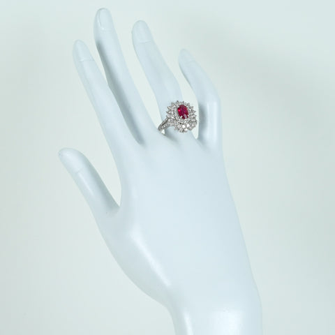 【中古】K18WG RUBYビルマ産ルビーリング R1.35ct D1.37ct  AIGSピジョンブラッド 鑑別書 6.6g #14