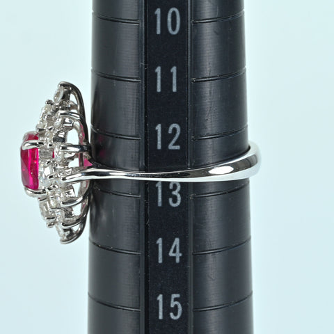 Pre-owned 18K White Gold Ruby Ring, Burmese Ruby, 1.18ct R, 0.96ct D, AIGS "Pigeon Blood" Certificate, 3.9g, #13 