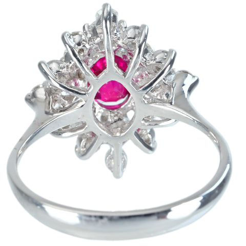 Pre-owned 18K White Gold Ruby Ring, Burmese Ruby, 1.18ct R, 0.96ct D, AIGS "Pigeon Blood" Certificate, 3.9g, #13 