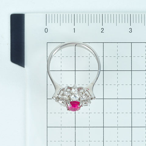 Pre-owned 18K White Gold Ruby Ring, Burmese Ruby, 1.18ct R, 0.96ct D, AIGS "Pigeon Blood" Certificate, 3.9g, #13 