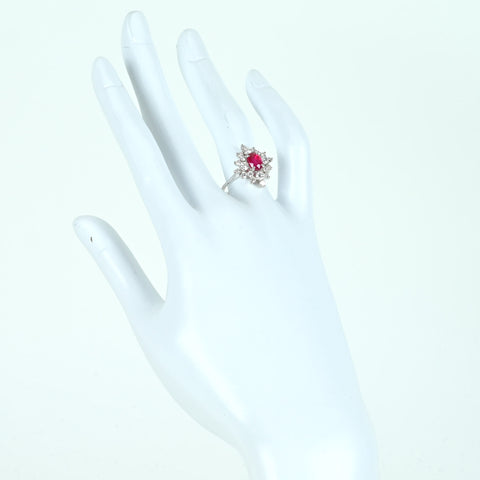 Pre-owned 18K White Gold Ruby Ring, Burmese Ruby, 1.18ct R, 0.96ct D, AIGS "Pigeon Blood" Certificate, 3.9g, #13 