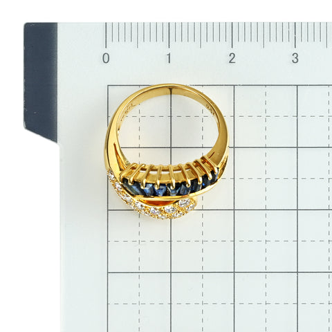 【中古】K18YG SAPPHIRE サファイアリング S1.01ct D0.57ct 5.3g #6.5