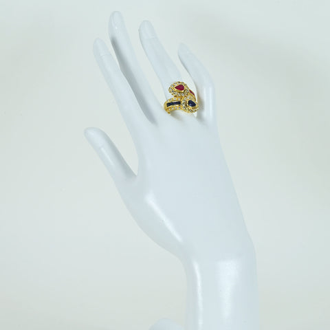 【中古】K18YG RUBY SAPPHIRE ルビー・サファイアリング R0.70ct S0.70ct D1.00ct 9.0g #14.5