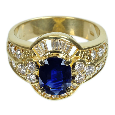 【中古】K18YG SAPPHIREサファイアリング S1.13ct D0.93ct 7.3g #10.5