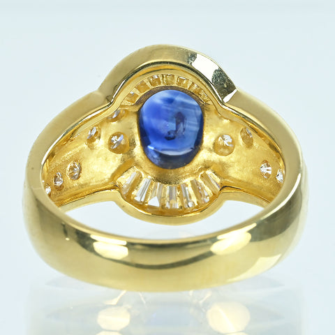 【中古】K18YG SAPPHIREサファイアリング S1.13ct D0.93ct 7.3g #10.5