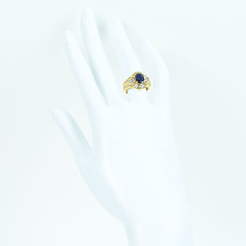 【中古】K18YG SAPPHIREサファイアリング S1.13ct D0.93ct 7.3g #10.5