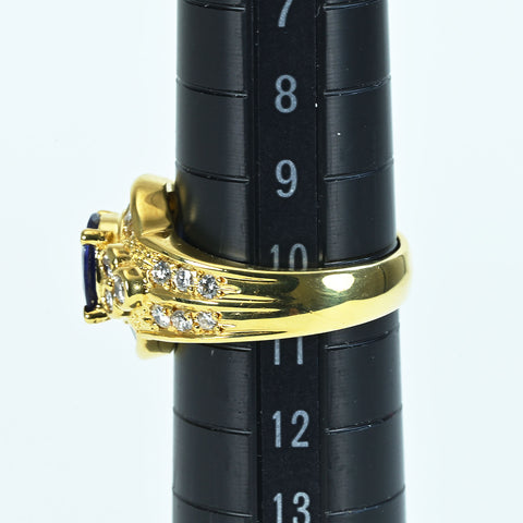 【中古】K18YG SAPPHIREサファイアリング S1.13ct D0.93ct 7.3g #10.5