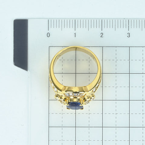 【中古】K18YG SAPPHIREサファイアリング S1.13ct D0.93ct 7.3g #10.5