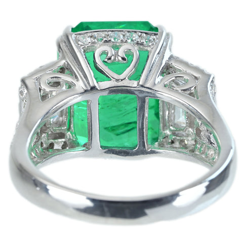【中古】K18WG EMERALDエメラルドリング E7.31ct D1.06ct 8.2g #13
