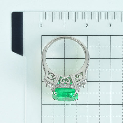 【中古】K18WG EMERALDエメラルドリング E7.31ct D1.06ct 8.2g #13