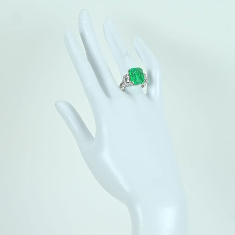 【中古】K18WG EMERALDエメラルドリング E7.31ct D1.06ct 8.2g #13