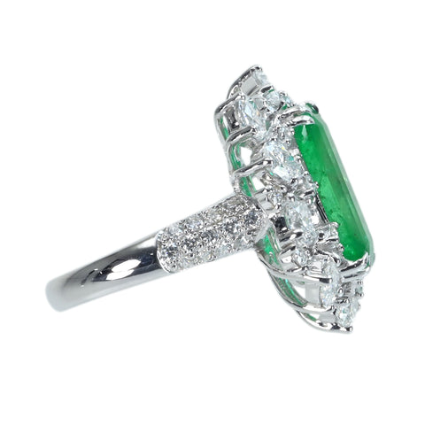 [Pre-owned] K18WG Emerald Ring E6.68ct D2.88ct 9.8g #15.5 