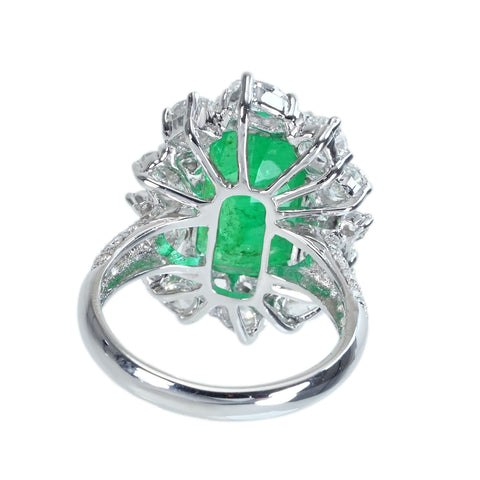 [Pre-owned] K18WG Emerald Ring E6.68ct D2.88ct 9.8g #15.5 