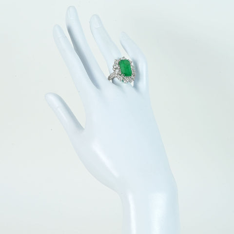 [Pre-owned] K18WG Emerald Ring E6.68ct D2.88ct 9.8g #15.5 