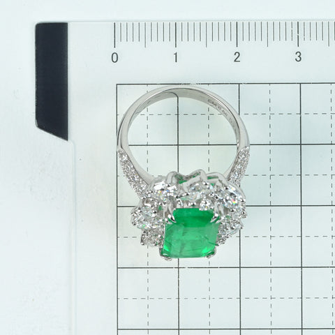 [Pre-owned] K18WG Emerald Ring E6.68ct D2.88ct 9.8g #15.5 