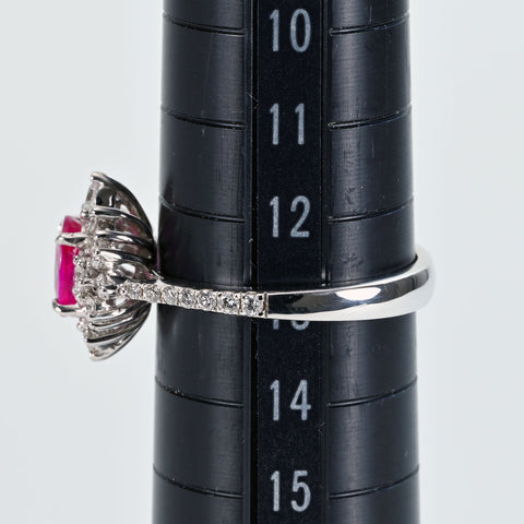 【中古】K18WG Myanmer RUBY RING ビルマ産ルビーリング R1.03ct D0.59ct Pigeon Blood AIGS鑑別書 4.2g #13