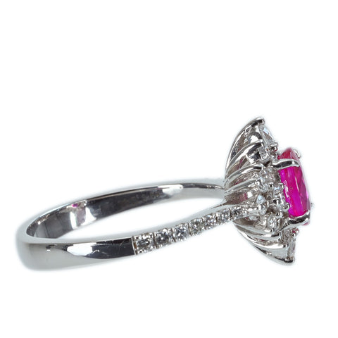 【中古】K18WG Myanmer RUBY RING ビルマ産ルビーリング R1.03ct D0.59ct Pigeon Blood AIGS鑑別書 4.2g #13
