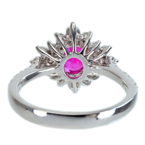 【中古】K18WG Myanmer RUBY RING ビルマ産ルビーリング R1.03ct D0.59ct Pigeon Blood AIGS鑑別書 4.2g #13