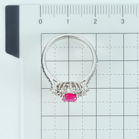 【中古】K18WG Myanmer RUBY RING ビルマ産ルビーリング R1.03ct D0.59ct Pigeon Blood AIGS鑑別書 4.2g #13