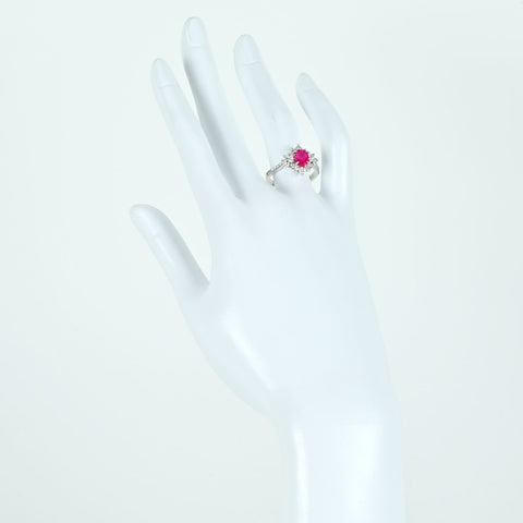 【中古】K18WG Myanmer RUBY RING ビルマ産ルビーリング R1.03ct D0.59ct Pigeon Blood AIGS鑑別書 4.2g #13