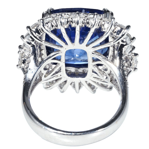 【中古】K18WG SAPPHIRE RING スリランカ産サファイアリング S16.88ct D2.54ct GRS Royal Blue 鑑別書 14.7g  #15