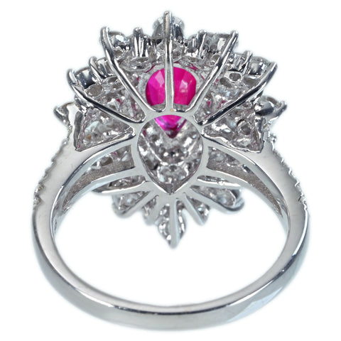 【中古】K18WG Mynmar RUBY RING ビルマ産ルビーリング 1.29ct D1.88ct Pigeon Blood AIGS鑑別書 7.0g #13