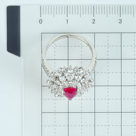 【中古】K18WG Mynmar RUBY RING ビルマ産ルビーリング 1.29ct D1.88ct Pigeon Blood AIGS鑑別書 7.0g #13