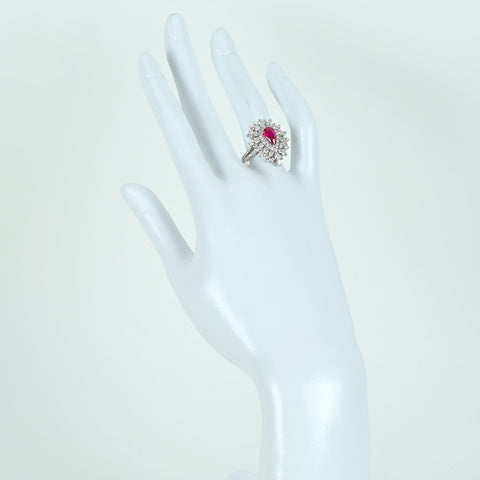 【中古】K18WG Mynmar RUBY RING ビルマ産ルビーリング 1.29ct D1.88ct Pigeon Blood AIGS鑑別書 7.0g #13